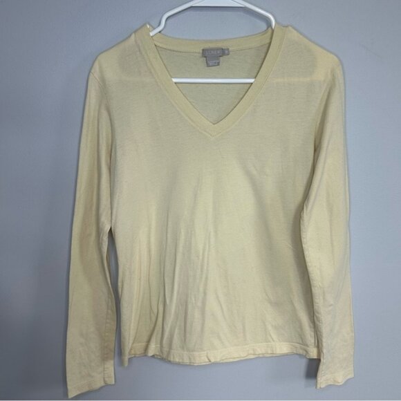 J. Crew Butter Pale Yellow Basic V-Neck Long Sleeve T-Shirt Women’s Size XS - Picture 1 of 4